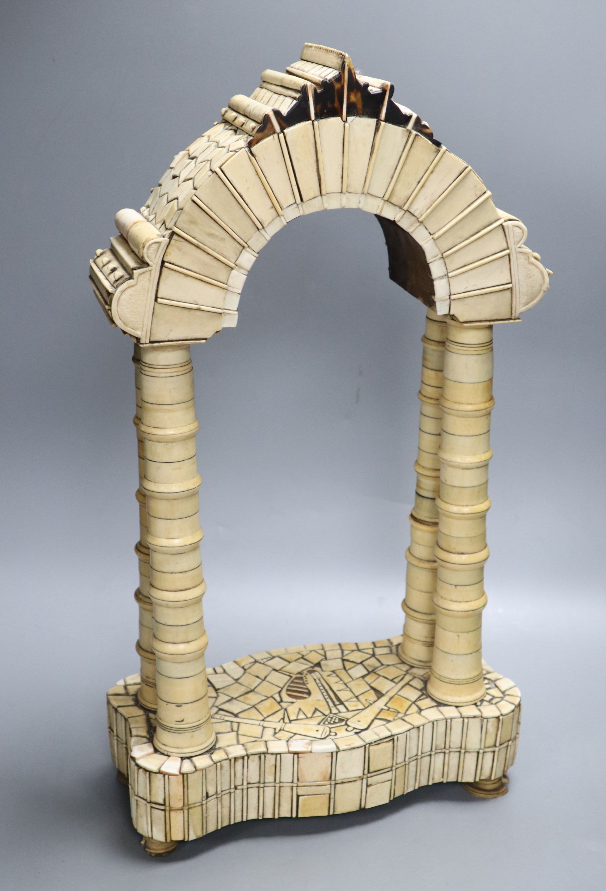 An ivory and tortoiseshell Prison of War temple, height 51cm